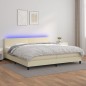 vidaXL Boxspringbett mit Matratze & LED Creme 200x200 cm Kunstleder vidaXL Boxspringbett mit Matratze & LED Creme 200x200 cm Kunstleder
