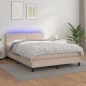 vidaXL Boxspringbett mit Matratze & LED Cappuccino-Braun 140x200cm vidaXL Boxspringbett mit Matratze & LED Cappuccino-Braun 140x200cm