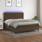 vidaXL Boxspringbett mit Matratze & LED Dunkelbraun 160x200 cm Stoff vidaXL Boxspringbett mit Matratze & LED Dunkelbraun 160x200 cm Stoff