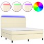 vidaXL Boxspringbett mit Matratze & LED Creme 180x200 cm Kunstleder vidaXL Boxspringbett mit Matratze & LED Creme 180x200 cm Kunstleder