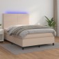vidaXL Boxspringbett mit Matratze & LED Cappuccino-Braun 140x200cm vidaXL Boxspringbett mit Matratze & LED Cappuccino-Braun 140x200cm