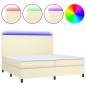 vidaXL Boxspringbett mit Matratze & LED Creme 200x200 cm Kunstleder vidaXL Boxspringbett mit Matratze & LED Creme 200x200 cm Kunstleder