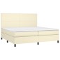 vidaXL Boxspringbett mit Matratze & LED Creme 200x200 cm Kunstleder vidaXL Boxspringbett mit Matratze & LED Creme 200x200 cm Kunstleder