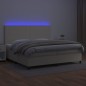 vidaXL Boxspringbett mit Matratze & LED Creme 200x200 cm Kunstleder vidaXL Boxspringbett mit Matratze & LED Creme 200x200 cm Kunstleder