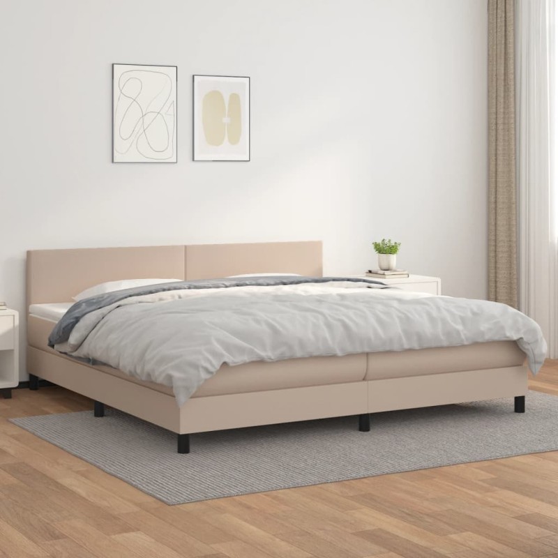 vidaXL Boxspringbett Matratze Cappuccino-Braun 200x200cm Kunstleder vidaXL Boxspringbett Matratze Cappuccino-Braun 200x200cm Kunstleder