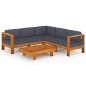 6-tlg. Garten-Lounge-Set mit Dunkelgrauen Auflagen Akazienholz 6-tlg. Garten-Lounge-Set mit Dunkelgrauen Auflagen Akazienholz