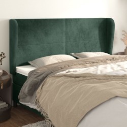 vidaXL Kopfteil mit Ohren Dunkelgrün 163x23x118/128 cm Samt