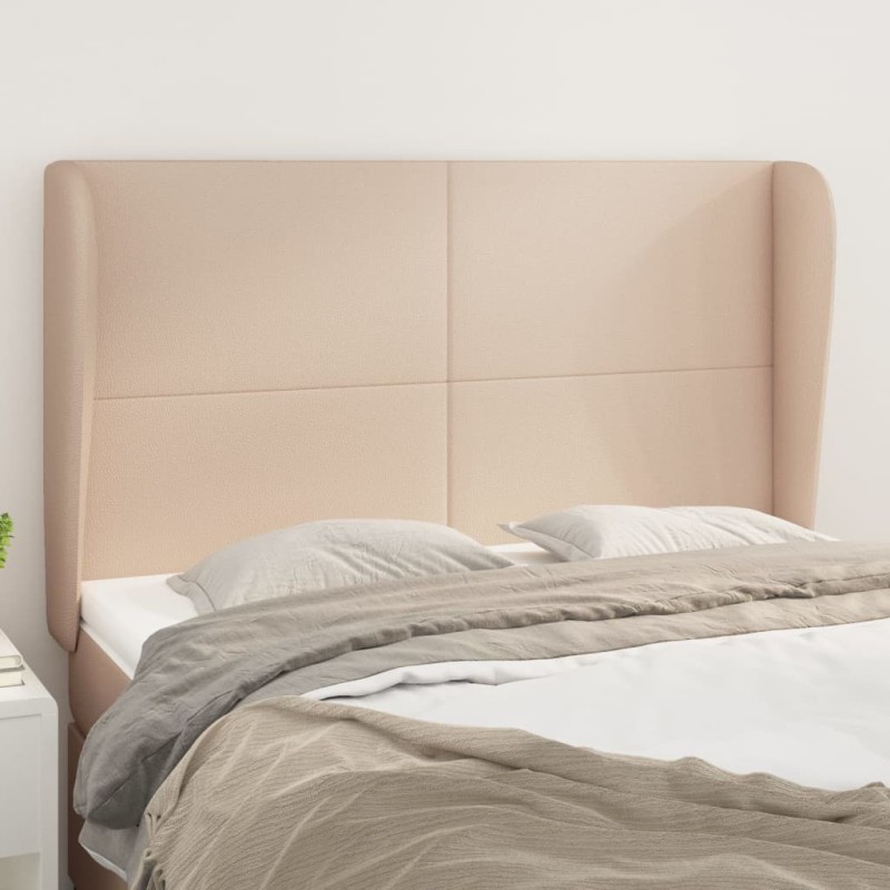 vidaXL Kopfteil mit Ohren Cappuccino-Braun 147x23x118/128cm Kunstleder