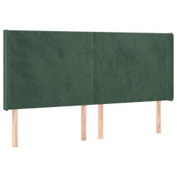 vidaXL Kopfteil mit Ohren Dunkelgrün 163x16x118/128 cm Samt