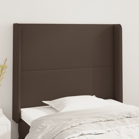 vidaXL Kopfteil mit Ohren Braun 93x16x118/128 cm Kunstleder