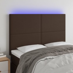 vidaXL LED Kopfteil Braun 144x5x118/128 cm Kunstleder