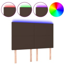 vidaXL LED Kopfteil Braun 144x5x118/128 cm Kunstleder