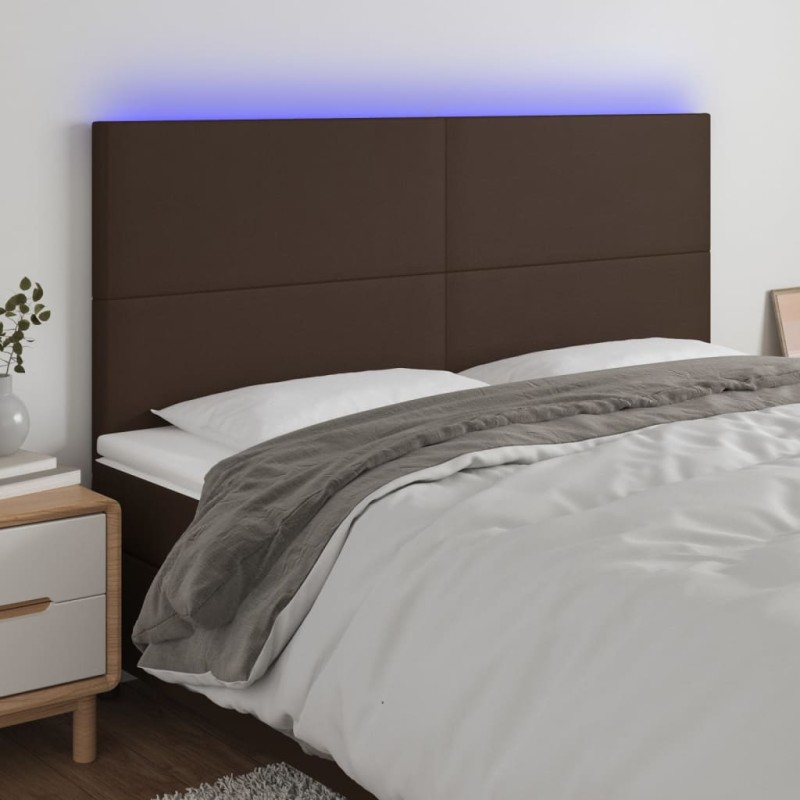 vidaXL LED Kopfteil Braun 180x5x118/128 cm Kunstleder vidaXL LED Kopfteil Braun 180x5x118/128 cm Kunstleder