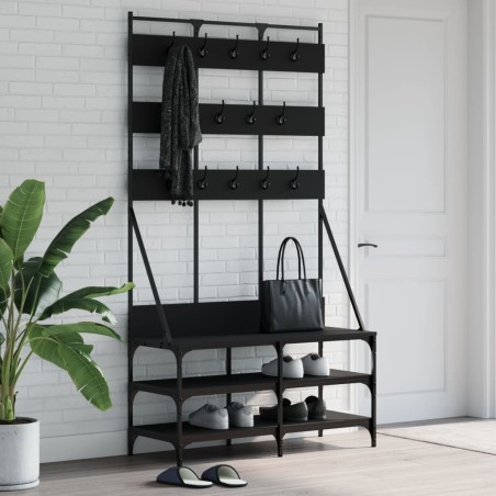 vidaXL Kleiderständer mit Schuhablage Schwarz 100x40x184 cm
