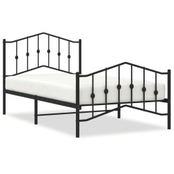 vidaXL Bettgestell mit Kopf- und Fußteil Metall Schwarz 100x190 cm