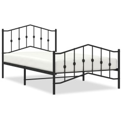 vidaXL Bettgestell mit Kopf- und Fußteil Metall Schwarz 107x203 cm