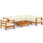 8-tlg. Garten-Lounge-Set mit Creme Auflagen Massivholz Akazie 8-tlg. Garten-Lounge-Set mit Creme Auflagen Massivholz Akazie