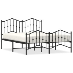 vidaXL Bettgestell mit Kopf- und Fußteil Metall Schwarz 140x200 cm