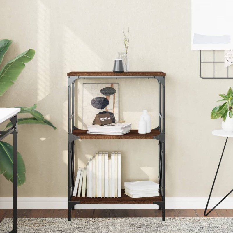 vidaXL Bücherregal 3 Böden Braun Eiche 59x35x90,5 cm Holzwerkstoff vidaXL Bücherregal 3 Böden Braun Eiche 59x35x90,5 cm Holzwerkstoff