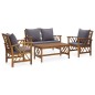vidaXL 4-tlg. Garten-Lounge-Set mit Auflagen Massivholz Akazie vidaXL 4-tlg. Garten-Lounge-Set mit Auflagen Massivholz Akazie