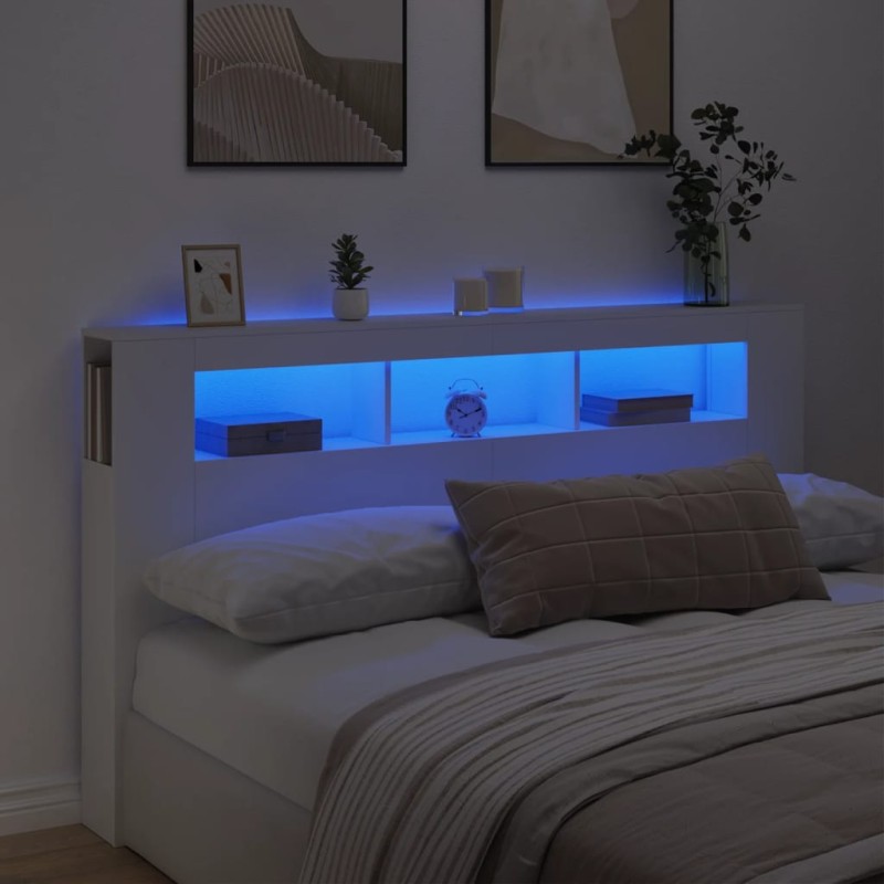 vidaXL LED-Kopfteil Weiß 180x18,5x103,5 cm Holzwerkstoff vidaXL LED-Kopfteil Weiß 180x18,5x103,5 cm Holzwerkstoff