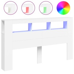 vidaXL LED-Kopfteil Weiß 180x18,5x103,5 cm Holzwerkstoff