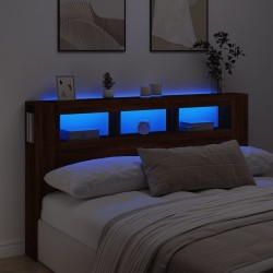 vidaXL LED-Kopfteil Braun Eichen-Optik 180x18,5x103,5 cm Holzwerkstoff