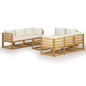 9-tlg. Garten-Lounge-Set mit Auflagen Creme Massivholz Akazie 9-tlg. Garten-Lounge-Set mit Auflagen Creme Massivholz Akazie