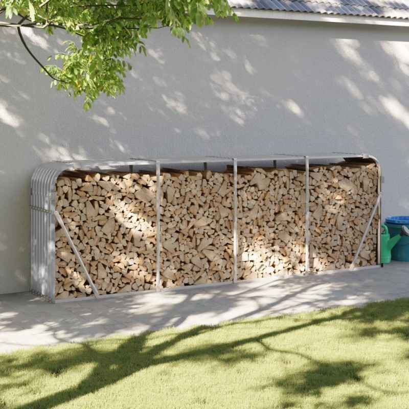 vidaXL Kaminholzunterstand Hellgrau 300x45x100 cm Verzinkter Stahl vidaXL Kaminholzunterstand Hellgrau 300x45x100 cm Verzinkter Stahl
