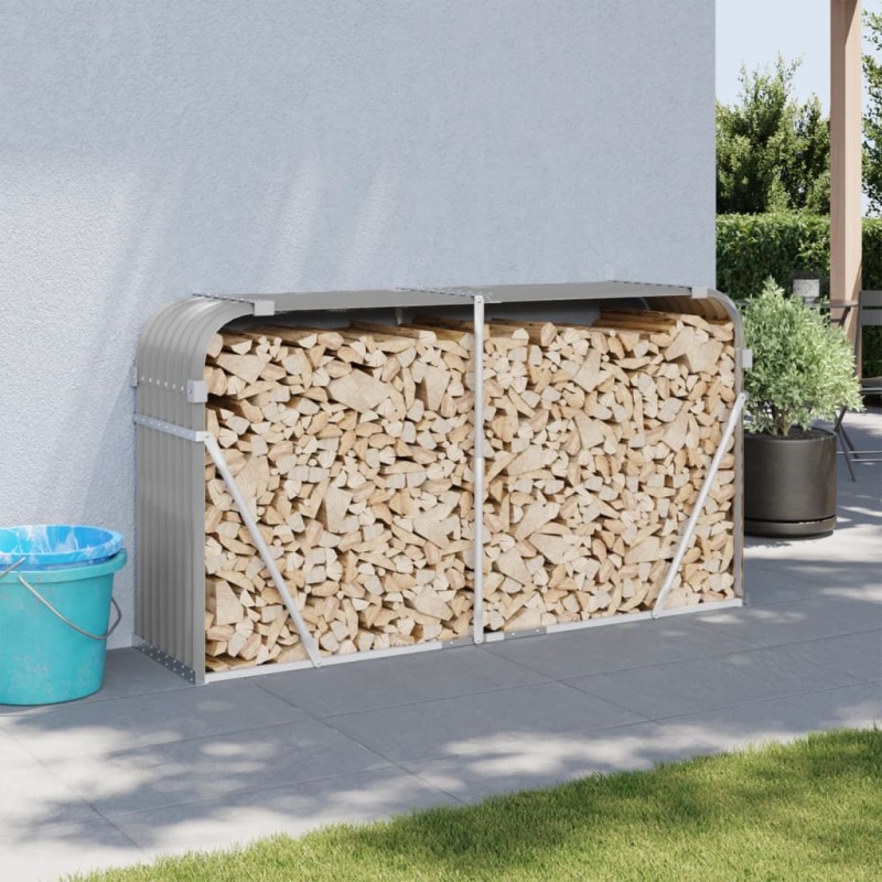 vidaXL Kaminholzunterstand Hellgrau 180x45x100 cm Verzinkter Stahl vidaXL Kaminholzunterstand Hellgrau 180x45x100 cm Verzinkter Stahl