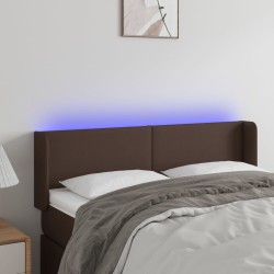 vidaXL LED Kopfteil Braun 147x16x78/88 cm Kunstleder