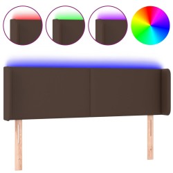 vidaXL LED Kopfteil Braun 147x16x78/88 cm Kunstleder