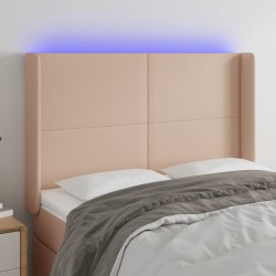 vidaXL LED Kopfteil Cappuccino-Braun 147x16x118/128cm Kunstleder
