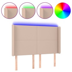 vidaXL LED Kopfteil Cappuccino-Braun 147x16x118/128cm Kunstleder