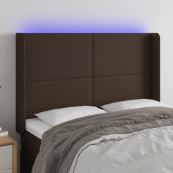 vidaXL LED Kopfteil Braun 147x16x118/128 cm Kunstleder