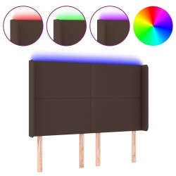vidaXL LED Kopfteil Braun 147x16x118/128 cm Kunstleder