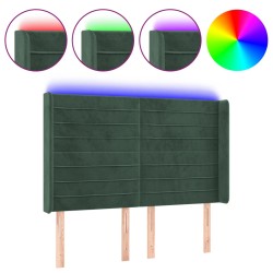 vidaXL LED Kopfteil Dunkelgrün 147x16x118/128 cm Samt