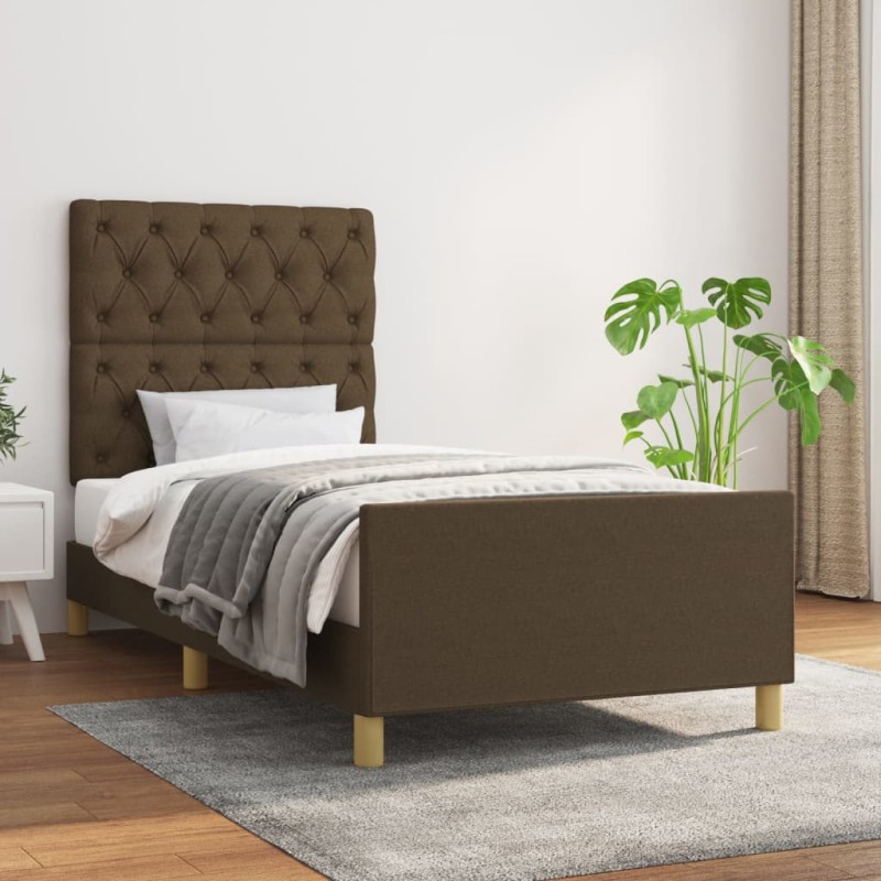 vidaXL Bettgestell mit Kopfteil Dunkelbraun 80x200 cm Stoff vidaXL Bettgestell mit Kopfteil Dunkelbraun 80x200 cm Stoff