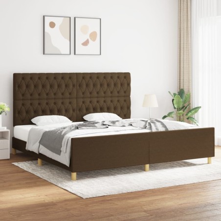 vidaXL Bettgestell mit Kopfteil Dunkelbraun 200x200 cm Stoff