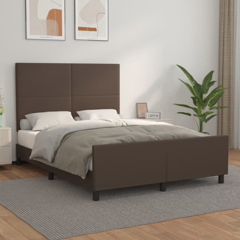 vidaXL Bettgestell mit Kopfteil Braun 140x200 cm Kunstleder vidaXL Bettgestell mit Kopfteil Braun 140x200 cm Kunstleder