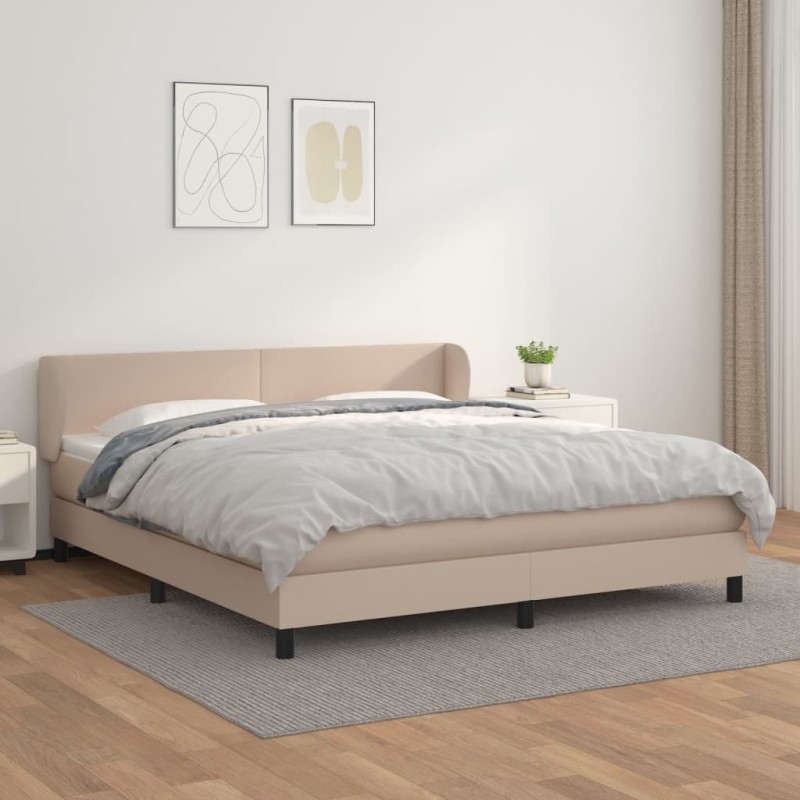 vidaXL Boxspringbett Matratze Cappuccino-Braun 160x200 cm Kunstleder vidaXL Boxspringbett Matratze Cappuccino-Braun 160x200 cm Kunstleder