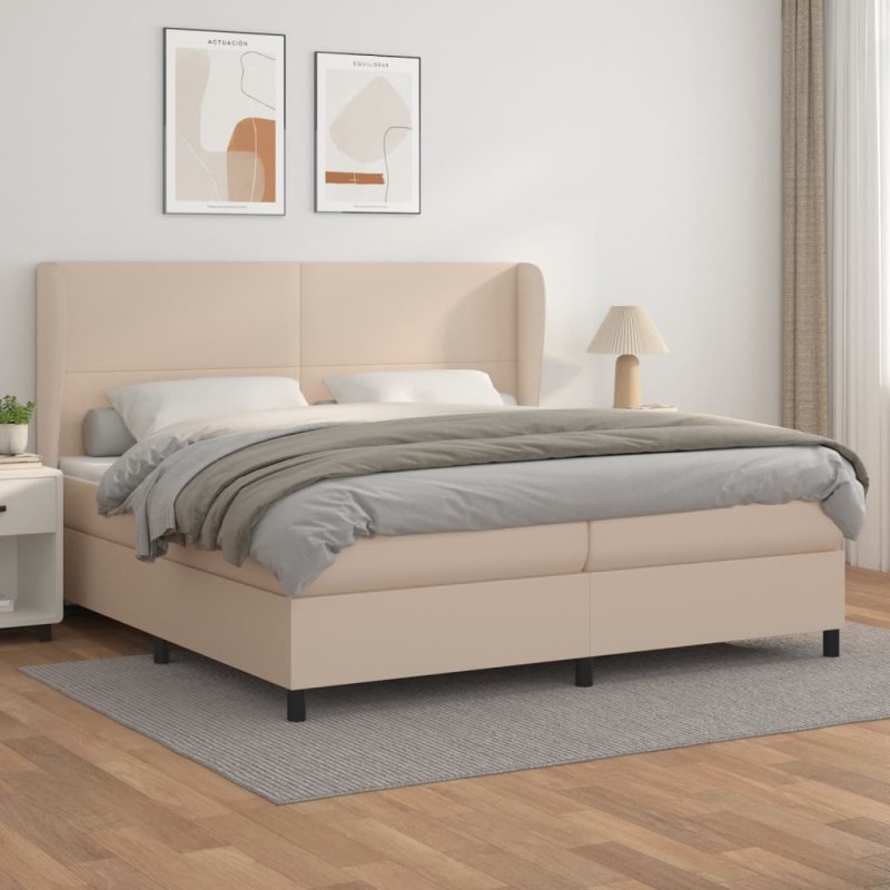 vidaXL Boxspringbett Matratze Cappuccino-Braun 200x200cm Kunstleder vidaXL Boxspringbett Matratze Cappuccino-Braun 200x200cm Kunstleder