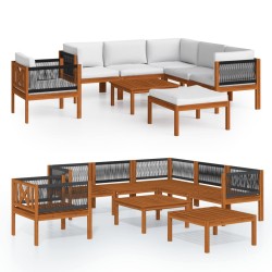 vidaXL 8-tlg. Garten-Lounge-Set mit Kissen Cremeweiß Massivholz Akazie