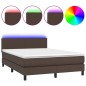 vidaXL Boxspringbett mit Matratze & LED Braun 140x200 cm Kunstleder vidaXL Boxspringbett mit Matratze & LED Braun 140x200 cm Kunstleder