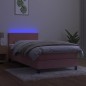 vidaXL Boxspringbett mit Matratze & LED Rosa 90x200 cm Samt vidaXL Boxspringbett mit Matratze & LED Rosa 90x200 cm Samt