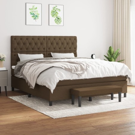 vidaXL Boxspringbett mit Matratze Dunkelbraun 160x200 cm Stoff