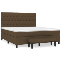 vidaXL Boxspringbett mit Matratze Dunkelbraun 160x200 cm Stoff
