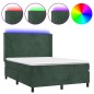 vidaXL Boxspringbett mit Matratze & LED Dunkelgrün 140x190 cm Samt vidaXL Boxspringbett mit Matratze & LED Dunkelgrün 140x190 cm Samt
