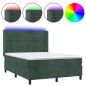 vidaXL Boxspringbett mit Matratze & LED Dunkelgrün 140x190 cm Samt vidaXL Boxspringbett mit Matratze & LED Dunkelgrün 140x190 cm Samt