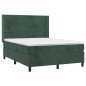 vidaXL Boxspringbett mit Matratze & LED Dunkelgrün 140x190 cm Samt vidaXL Boxspringbett mit Matratze & LED Dunkelgrün 140x190 cm Samt